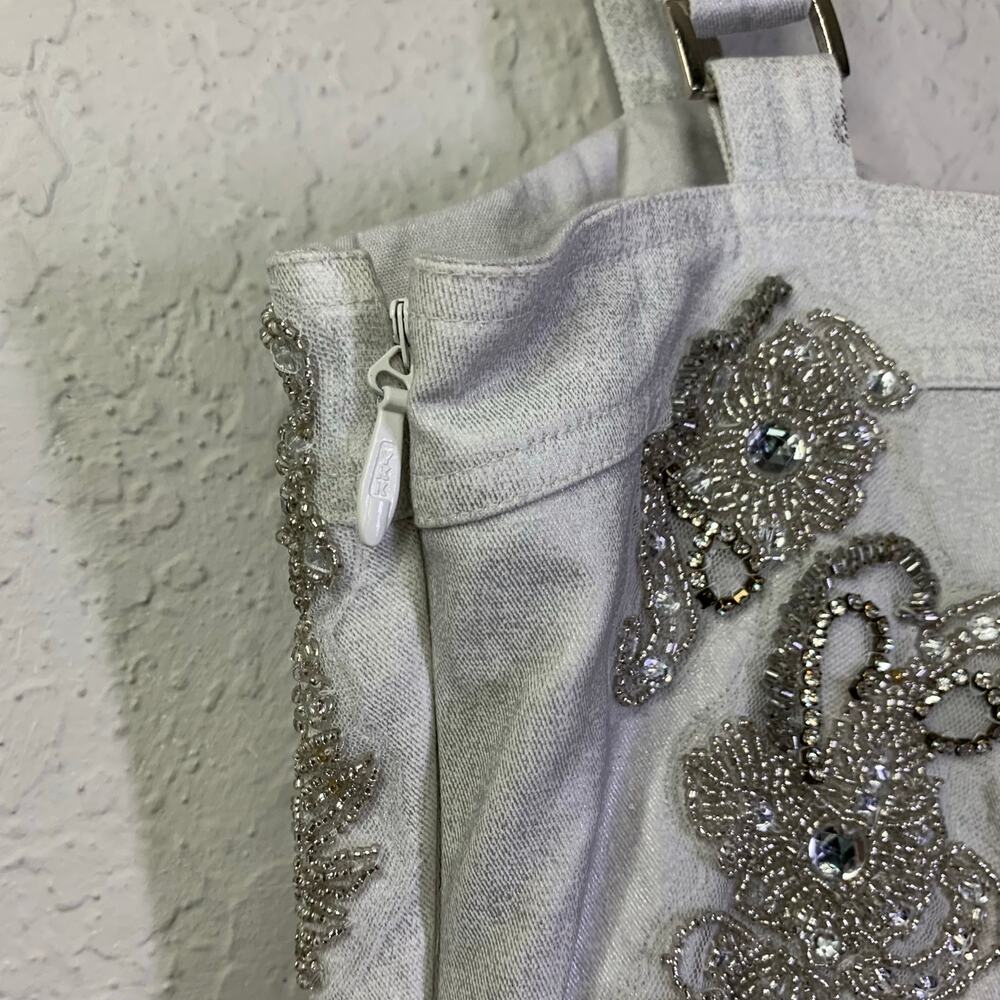 FREE PEOPLE Romper Janelle Bubble Style Size 4 Metallic Silver Hidden Side Zip - Picture 12 of 16